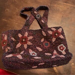 Embellished Floral Beaded Vintage Women's Bag. Hand beaded .